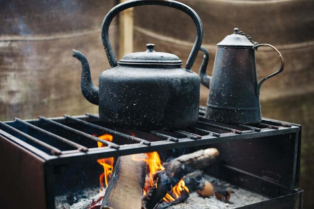 Kettle on a grill