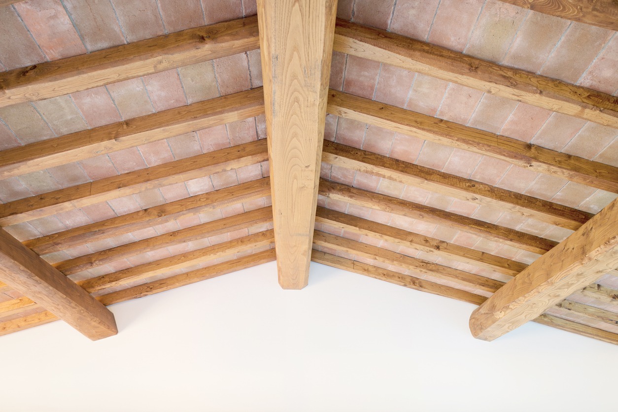 a traditional wood beam ceiling