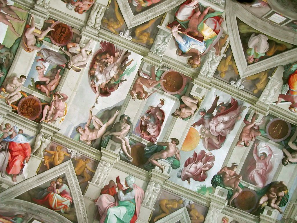 A section of the ceiling of the Sistine Chapel