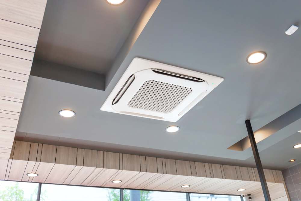 Ceiling with an air conditioning system