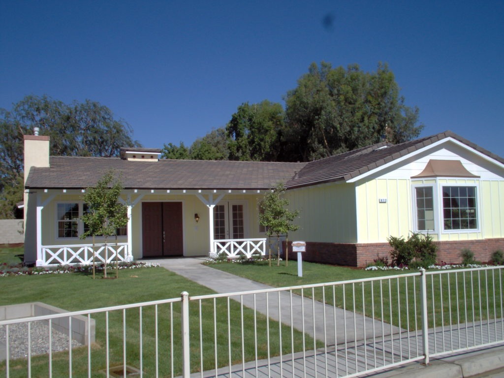 An L-shaped, ranch-style house