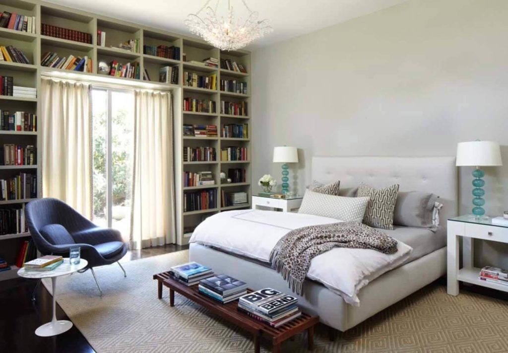Bookcases in the bedroom