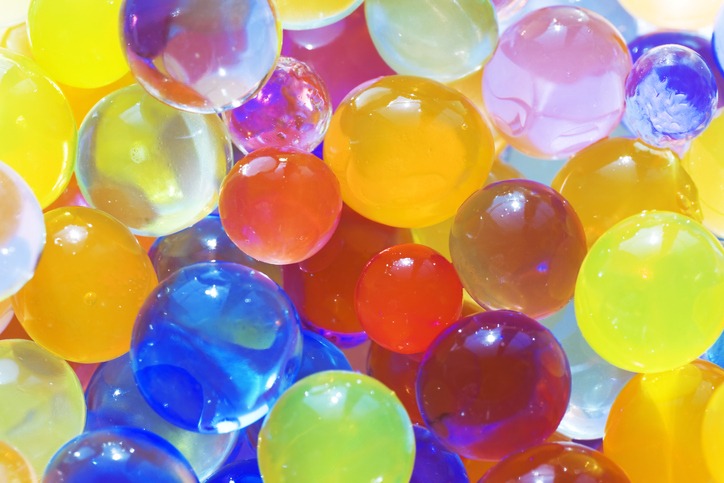 close-up photo of water gel beads