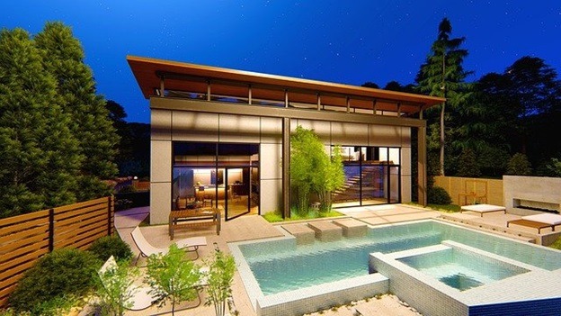 modern house with a pool