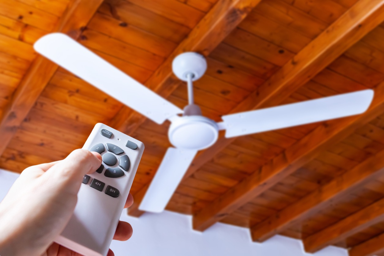 a remote-controlled ceiling fan
