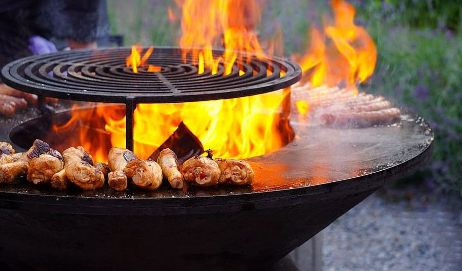 Barbequed meats in the fire pit