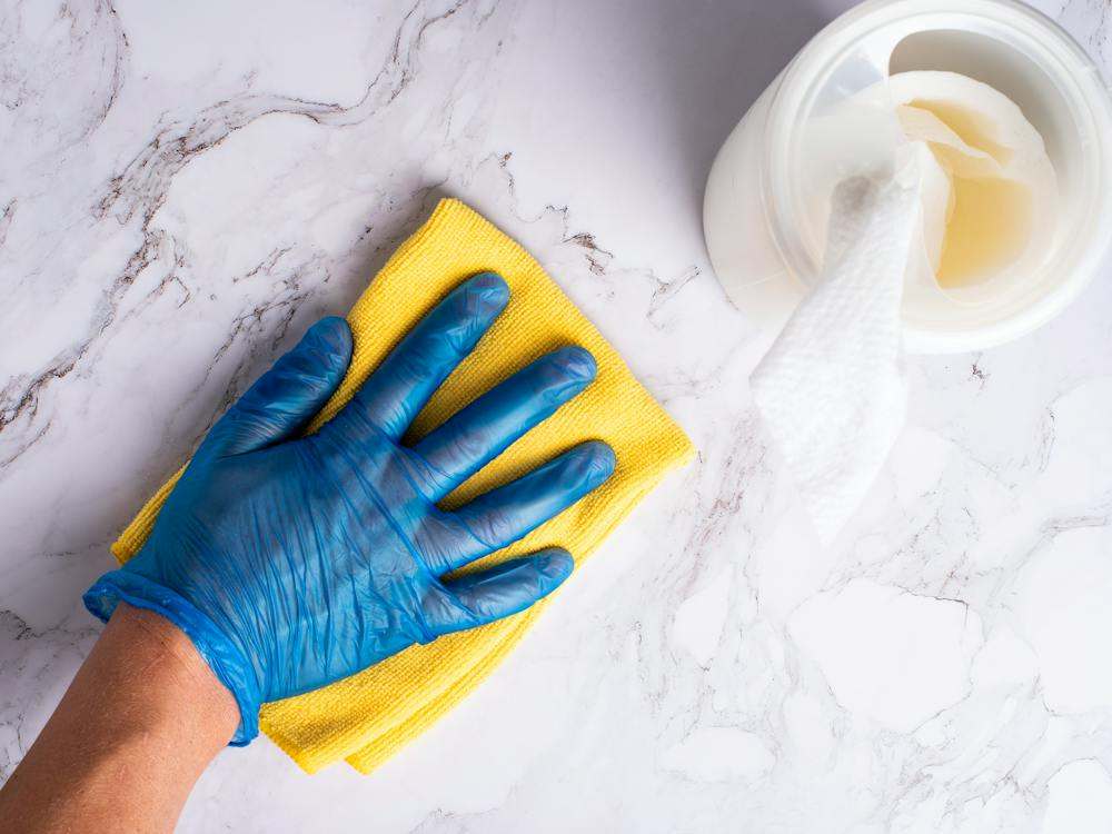 Cleaning a kitchen countertop