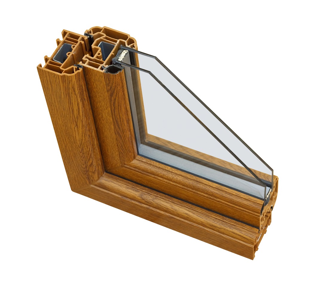 UPVC wood effect Double glazing cross section
