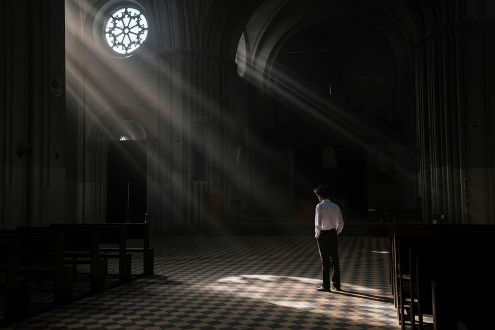 A person inside a church