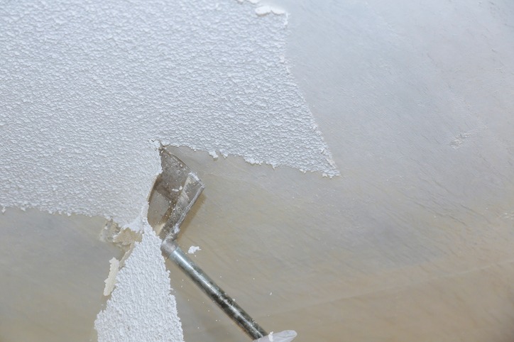 A texture on the ceiling being removed