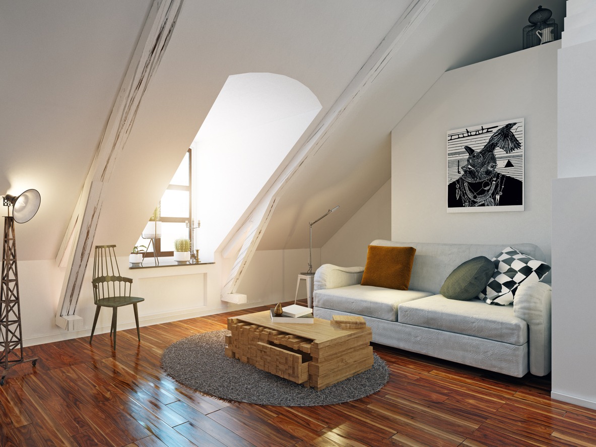 modern attic interior.
