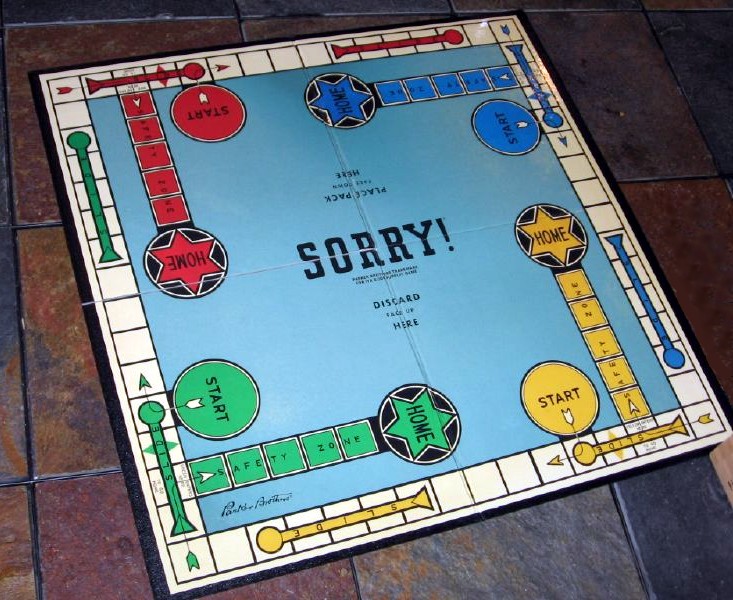  a board game with the word SORRY!