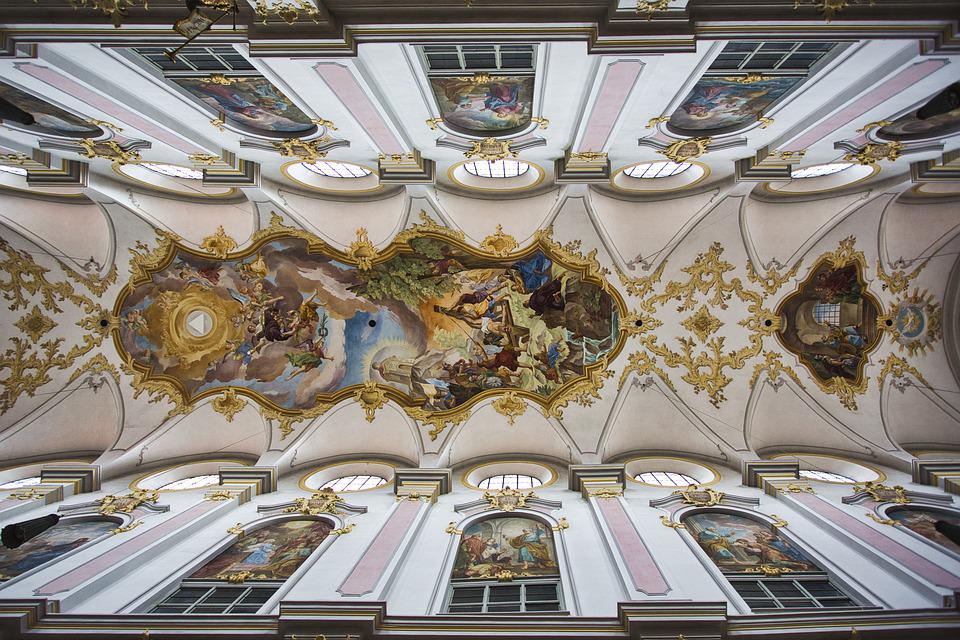 a mural painted on a cathedral’s ceiling