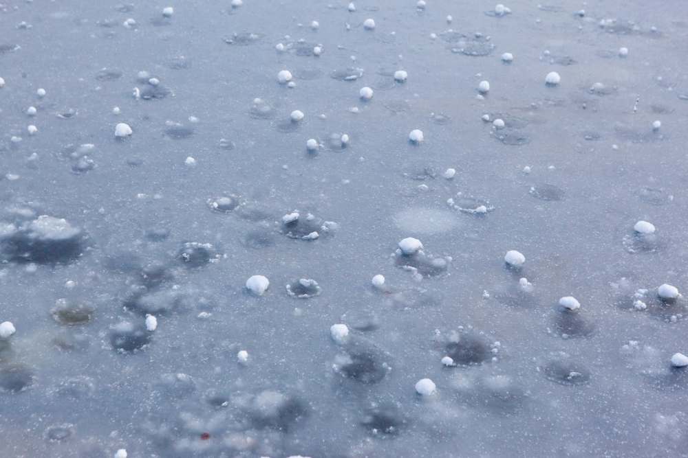 Hail balls on ice