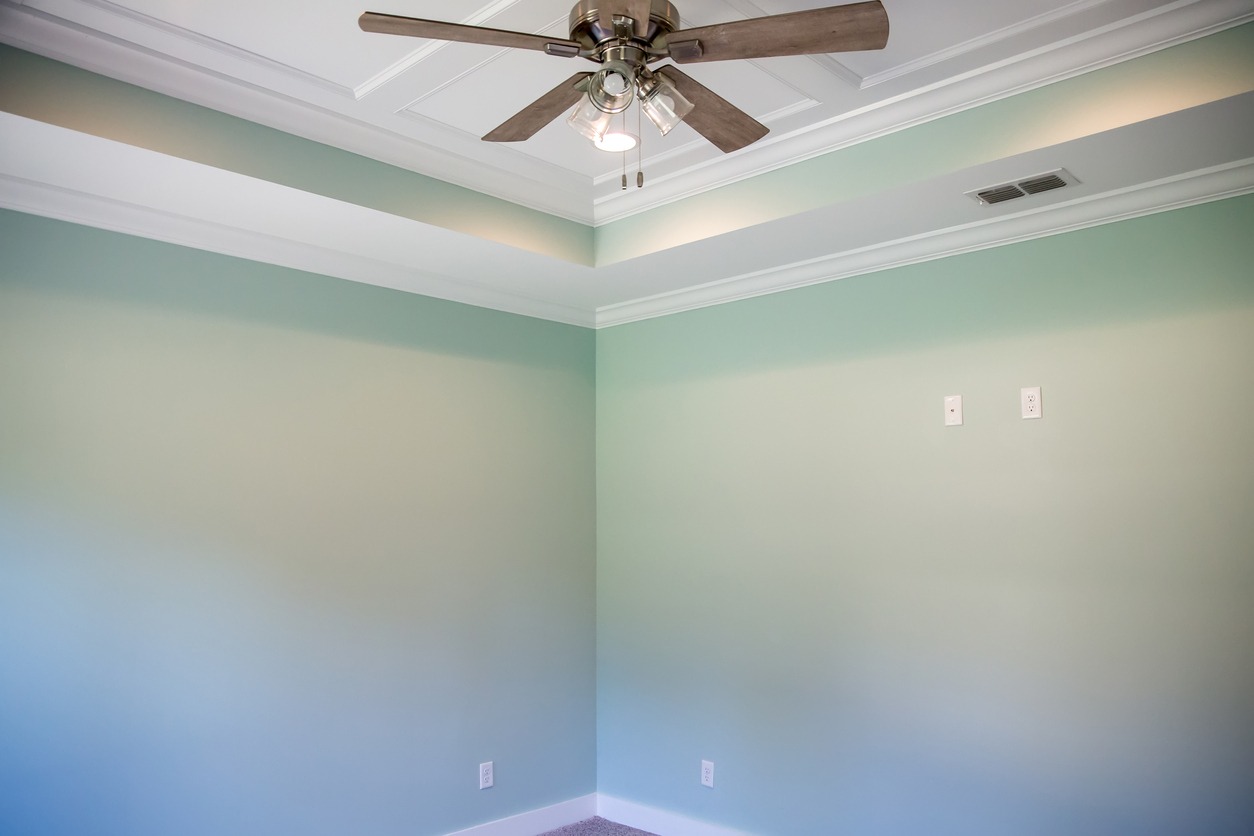 room with a tray ceiling