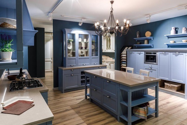 Painting kitchen cabinets dark blue