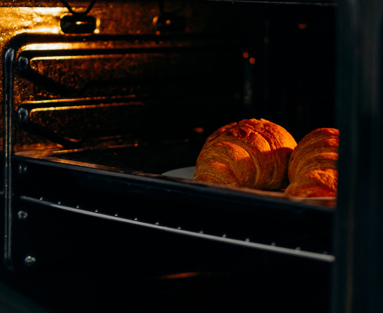 croissant in an oven