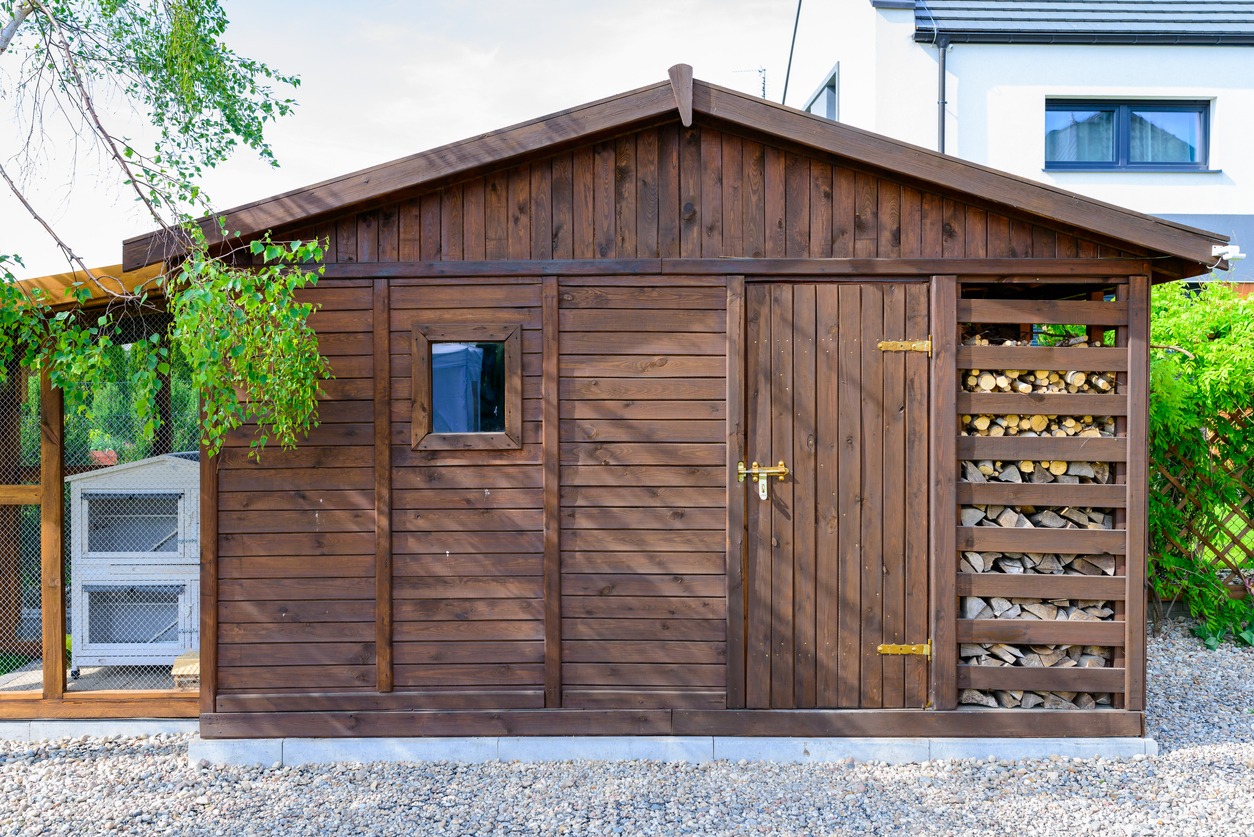 a beautiful wooden shed