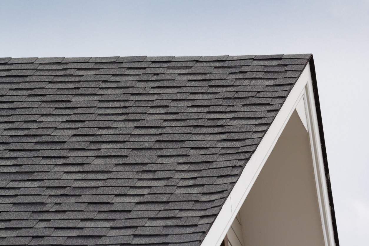 a grey and black gable roof