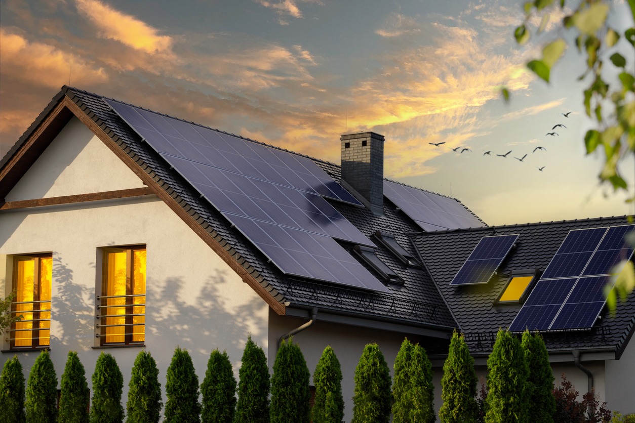 solar photovoltaic panels on a house