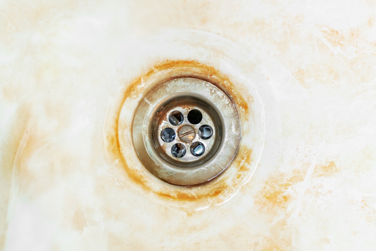 stained drain on bathtub or sink