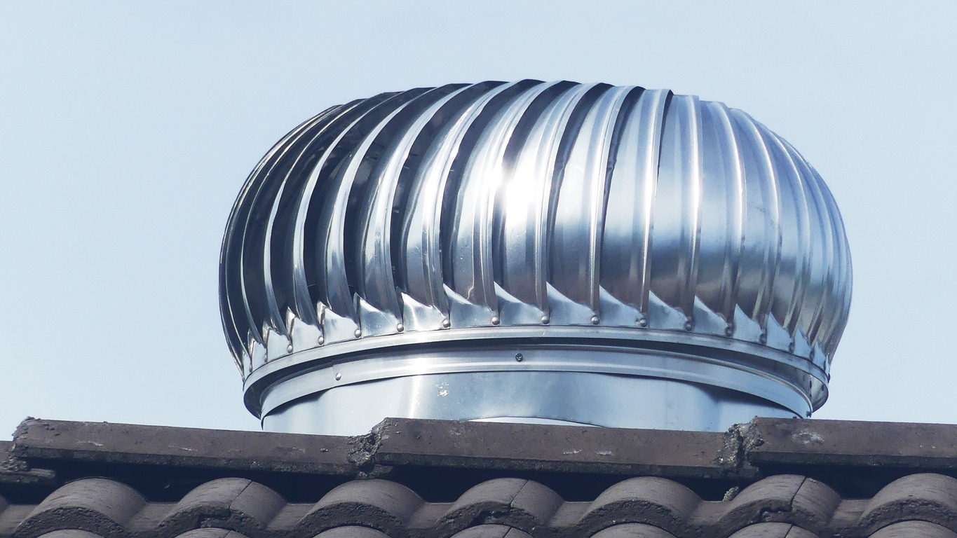 Air Duct, Turbine, Attic, Chimney, Cool Attitude, Metal, Exhaust Pipe, House, Order, Rooftop, Silver – Metal, Silver Colored, Architecture, Blue, Built Structure, Cold Temperature, Color Image