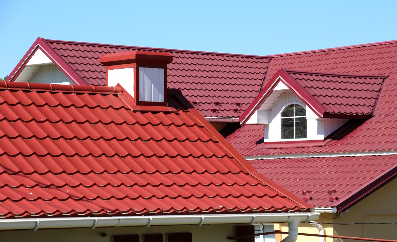 a red sloped roof