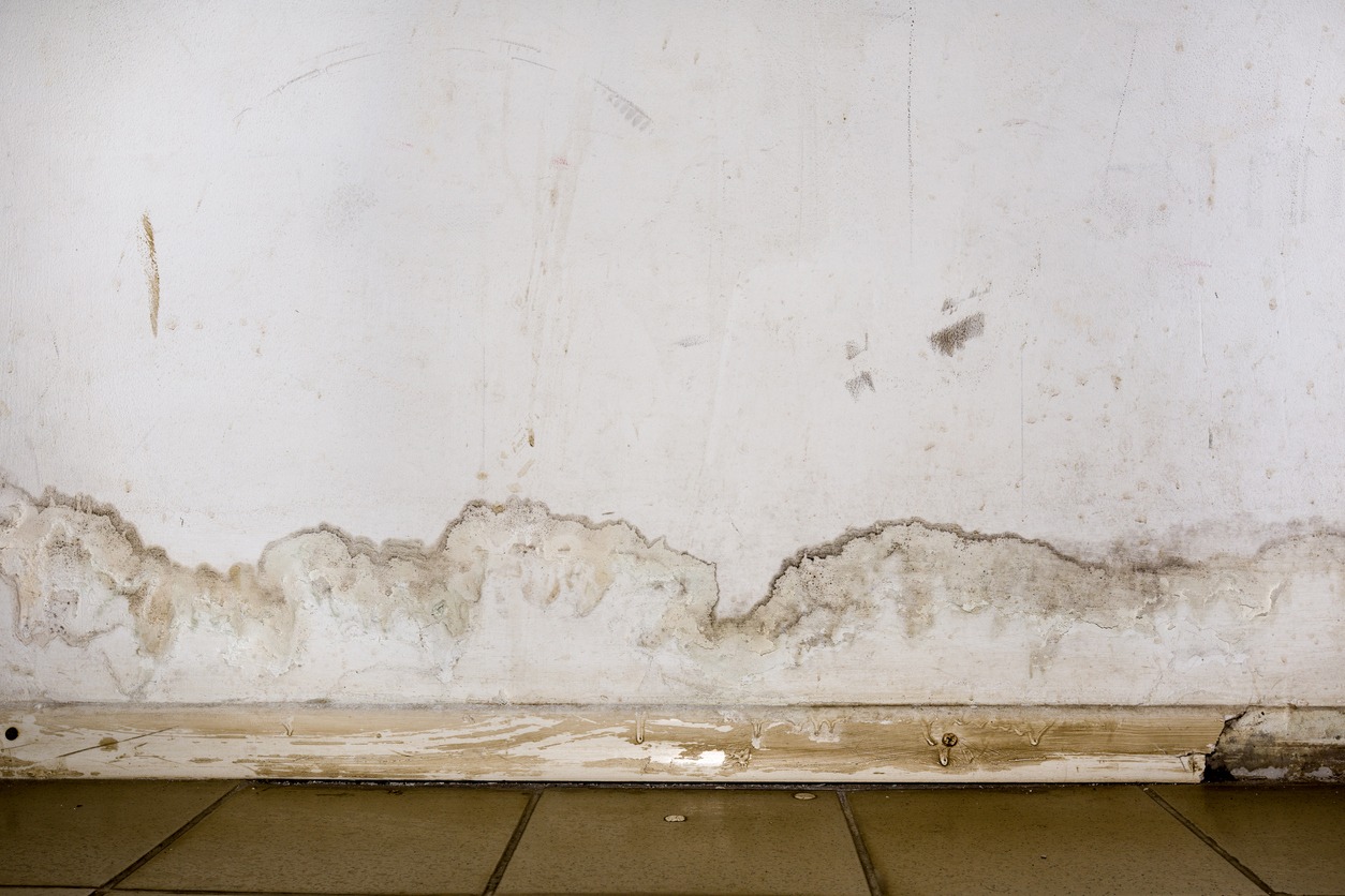 water-damaged drywall