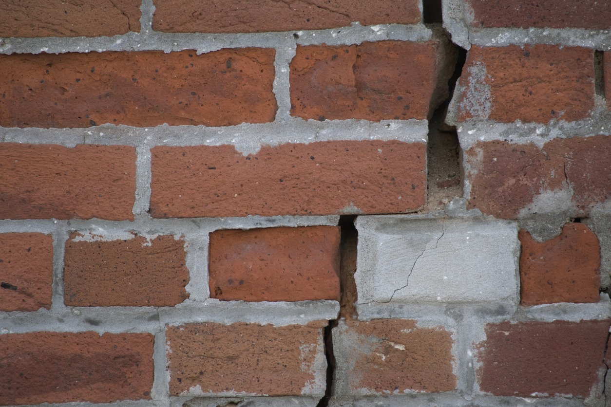 Bricks with crumbling mortar