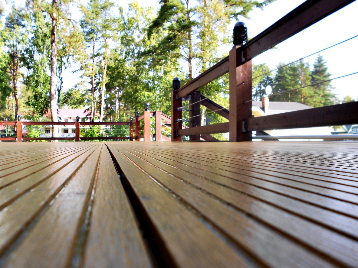 a wooden deck