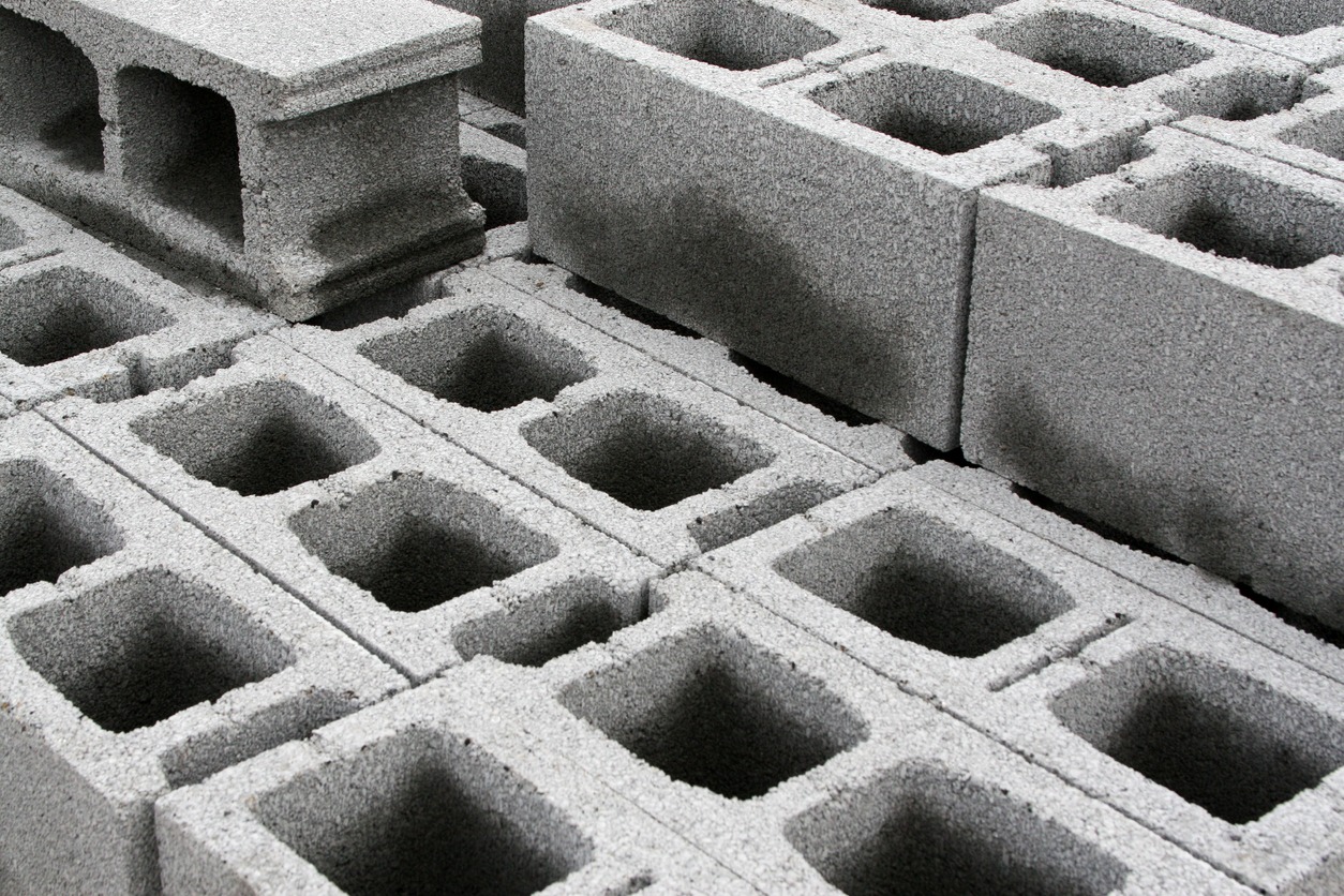 stacks of cinder blocks