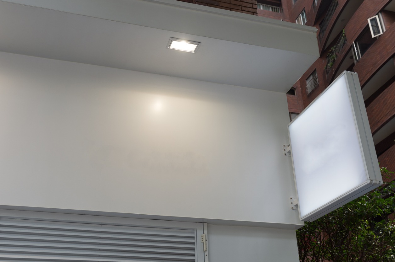 Soffit light installed in the garage outdoor